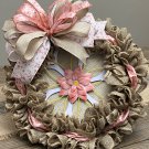 Spring Flower Burlap Wreath - 18in