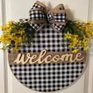 Spring Buffalo Check Embroidery Hoop Wreath - 16in