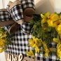Spring Buffalo Check Embroidery Hoop Wreath - 16in