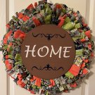Home Fabric Rag Tie Wreath - 20in