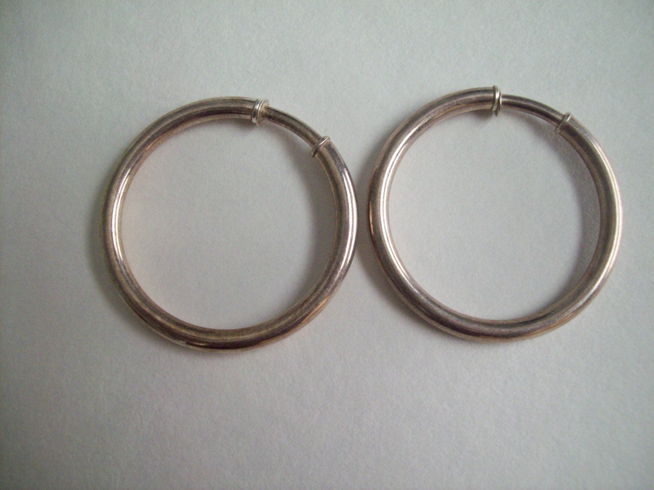 Sterling Silver 925 Round Hoop Non Pierced Ears Tension Closure Vintage ...