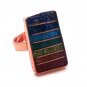 Rainbow Chakra Striped Chip Stone Orgonite Copper Metal Rectangle Handmade Ring
