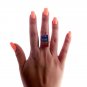 Rainbow Chakra Striped Chip Stone Orgonite Copper Metal Rectangle Handmade Ring