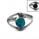 Round Reversible Healing Gemstone Silver Metal Eye Adjustable Flip Ring Jewelry