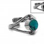 Round Reversible Healing Gemstone Silver Metal Eye Adjustable Flip Ring Jewelry