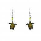 Tribal Sea Turtle Earrings Geometric Pattern Animal Handmade Beach Art Jewelry