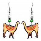 Alpaca Earrings Farm Animal Handmade Art Dangles Nature Cute Boho Jewelry Multi