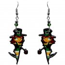 Sexy Leprechaun Graphic Dangle Earrings Saint Patrick's Day Irish Green Holiday