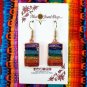 Rainbow Chakra Striped Rectangle Earrings Handmade Orgonite Stone Copper Jewelry