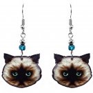 Himalayan Cat Face Earrings Pet Head Graphic Art Animals Cute Kitten Jewelry