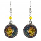 Round Sun and Moon Metal Dangle Earrings Spiritual Celestial New Age Art Jewelry