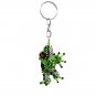 Green Frog Seed Bead 3D Figurine Keychain Handmade Art Gifts Animal Accessories