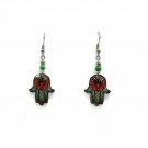 Lotus Hamsa Hand Earrings Spiritual Art Handmade New Age Nature Zen Boho Jewelry