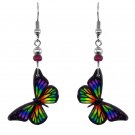 Rainbow Monarch Butterfly Earrings Animal Graphic Nature Art Womens Boho Jewelry