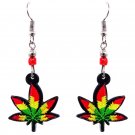 Rasta Pot Leaf Earrings Jamaican Reggae Legalize Hemp Hippie Boho Stoner Jewelry