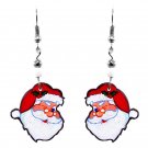 Winking Santa Claus Face Graphic Dangle Earrings Holiday Christmas Jewelry Gifts