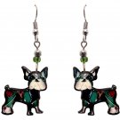 Boston Terrier Dog Earrings Abstract Pattern Pet Art Animal Boho Puppy Jewelry