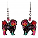 Shih Tzu Dog Earrings Floral Pattern Pet Art Animal Trippy Boho Puppy Jewelry
