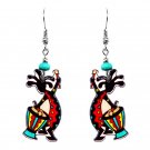 Kokopelli Earrings Southwest Tribal Art Pattern Native Boho Jewelry Multi Drums