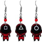 Squid Game Red Jumpsuit Character Graphic Dangle Earrings Korean TV Show Jewelry