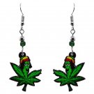 Pot Leaf Cartoon Earrings Rasta Smoker Stoner Comedy Art Legalize Hemp Jewelry