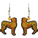 Tribal Cheetah Earrings Geometric Spirit Animal Handmade Wildlife Jungle Jewelry