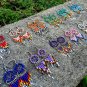 Native Dream Catcher Long Seed Beaded Metal Dangle Earrings Handmade Art Jewelry