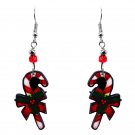 Candy Cane Graphic Dangle Earrings Christmas Jewelry Holiday Winter Themed Gifts