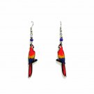 Parrot Earrings Scarlet Macaw Bird Animal Graphic Art Women Nature Boho Jewelry