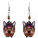 Yorkie Dog Face Earrings Pet Head Animal Graphic Womens Cute Breed Puppy Jewelry