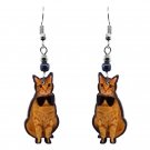Orange Tabby Bowtie Cat Earrings Pet Animal Lover Art Womens Cute Kitten Jewelry