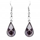 Cat Face Metal Teardrop Earrings Pet Head Animal Graphic Handmade Kitten Jewelry