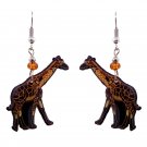 Tribal Giraffe Earrings Geometric Safari Animal Handmade Wildlife Jungle Jewelry