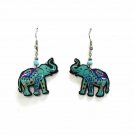 Tribal Elephant Earrings Geometric Pattern Animal Handmade Wildlife Art Jewelry