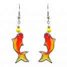 Orange Koi Fish Earrings Japanese Animal Accessories Handmade Zen Boho Jewelry