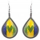 Saint Vincent and the Grenadines Flag Thread Teardrop Dangle Earrings Jewelry