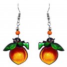 Peach Earrings Fruit Art Accessories Womens Cute Juicy Snack Food Boho Jewelry