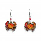Psychedelic Crab Earrings Sea Animal Trippy Beach Art Handmade Cancer Jewelry