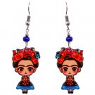 Frida Kahlo Cartoon Doll Graphic Dangle Earrings Mexican Artist Womens Jewelry