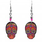 Day of the Dead Sugar Skull Graphic Earrings Dia de los Muertos Psychedelic Art