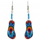 Mandala Flip Flop Earrings Psychedelic Art Pattern Beaded Beach Sandal Dangles