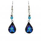 Chakra Mini Teardrop Metal Dangle Earrings New Age Art Blue Spiritual Jewelry