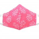 Fabric Face Mask Cotton Reusable Washable Adult Handmade in US Pink White Leaves