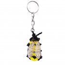 Bumble Bee Seed Bead 3D Figurine Keychain Handmade Art Gifts Animal Accessories
