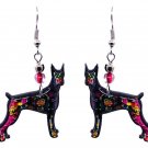 Great Dane Dog Earrings Floral Pattern Pet Art Animal Trippy Boho Puppy Jewelry