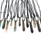 Chakra Beaded Hexagonal Healing Gemstone Crystal Point Pendant New Age Necklace
