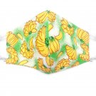 Fabric Face Mask Cotton Reusable Washable Adult Handmade in USA - Banana Green