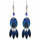 Chakra Oval Long Dangle Earrings New Age Art Graphic Yoga Flower of Life Jewelry