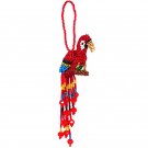 Rainbow Parrot Bird Seed Bead Ornament Hanging Fringe Art Figurine Handmade Gift
