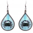 Crab Thread Teardrop Dangle Earrings Sea Animal Graphic Nautical Cancer Jewelry